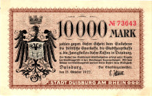Germany - Weimar Republic Duisburg 10000 Mark 1922