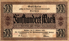 Germany - Weimar Republic Bautzen 500 Mark 1922