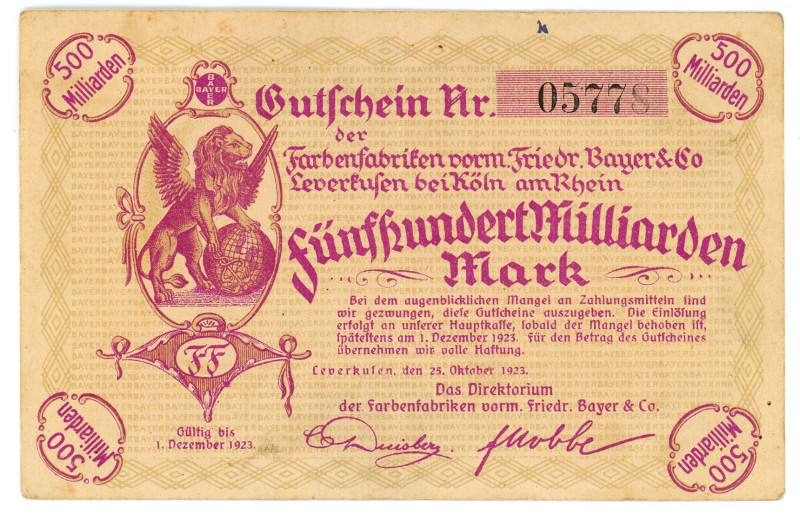 Germany - Weimar Republic Koln 50000000000000 Mark 1923

N# 398369; # *5778; X...