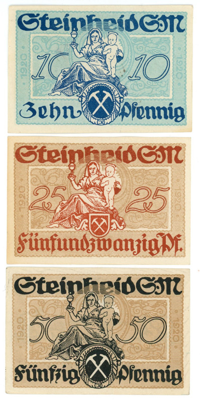 Germany - Weimar Republic Sajona Meinigen Steinheid 10 - 25 - 50 Pfennig 1924 (N...