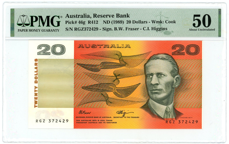 Australia 20 Dollars 1989 (ND) PMG 50 About Uncirculated

P# 46g, N# 202395; #...