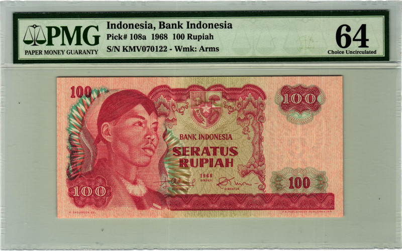 Indonesia 100 Rupiah 1968 PMG 64 Choice Uncirculated

P# 108a, N# 209275; # KM...