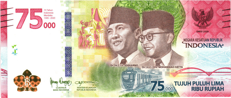 Indonesia 75000 Rupiah 2020

P# 161, N# 232947; # BAF 625709; UNC