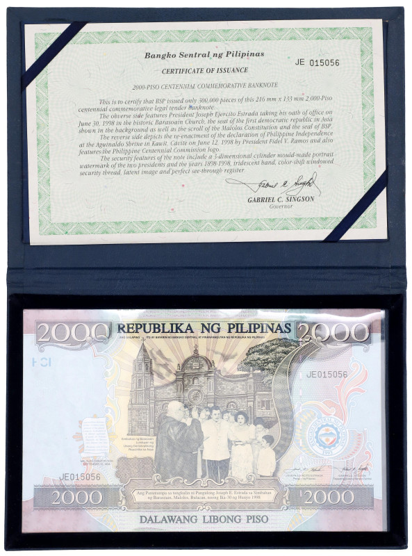 Philippines 2000 Piso 1998

P# 189a, N# 213230; # JE 015056; With Original Pac...