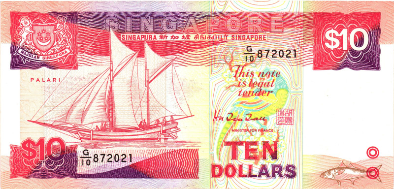 Singapore 10 Dollars 1988 (ND)

P# 20, N# 202922; # G/10 872021; UNC