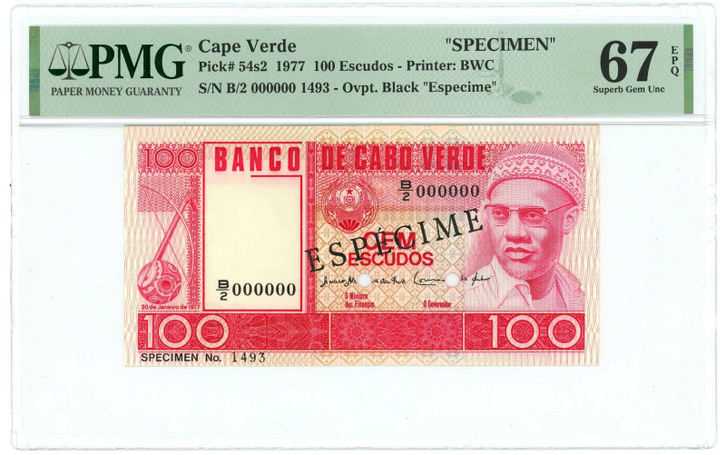 Cabo Verde 100 Escudos 1977 Specimen PMG 67 EPQ Superb Gem UNC

P# 54s2, N# 21...