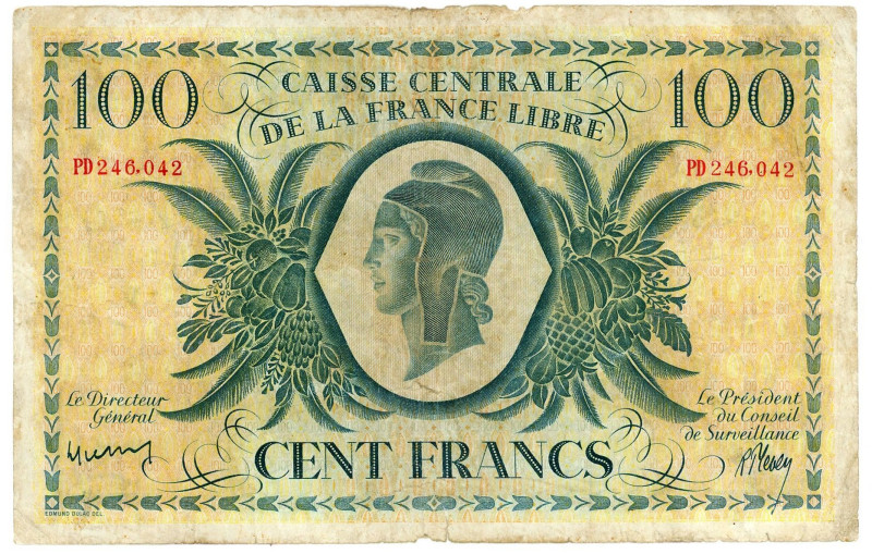 French Equatorial Africa 100 Francs 1941

P# 13, N# 268256; # PD 246042; F, Te...