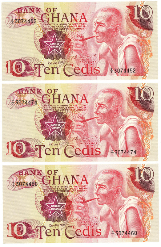 Ghana 3 x 10 Cedis 1978

P# 16f, N# 212104; UNC