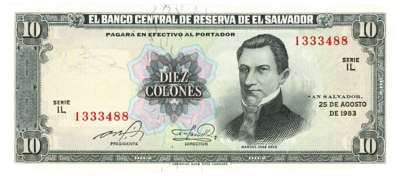 El Salvador 10 Colones 1983

P# 135a, N# 259261; # IL 1333488; UNC