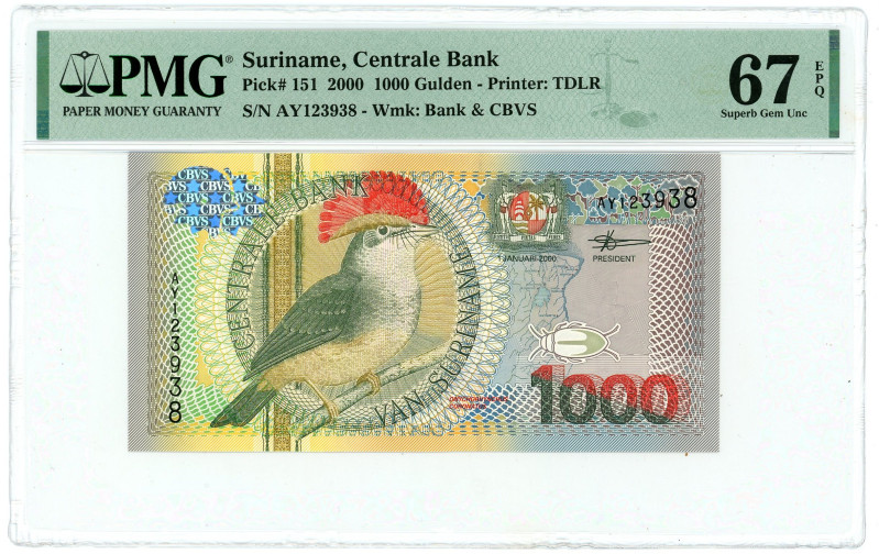 Suriname 1000 Gulden 2000 PMG 67 EPQ Superb Gem UNC

P# 151, N# 205255; # AY12...