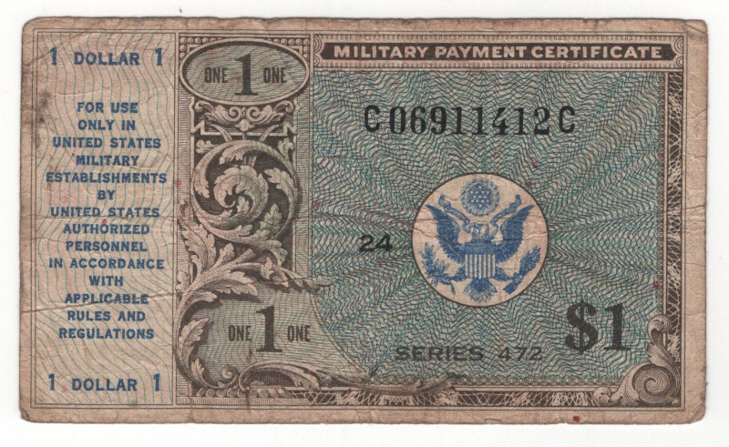 United States 1 Dollar 1948 (ND)

P# M19a, N# 210492; # C 06911412 C; G