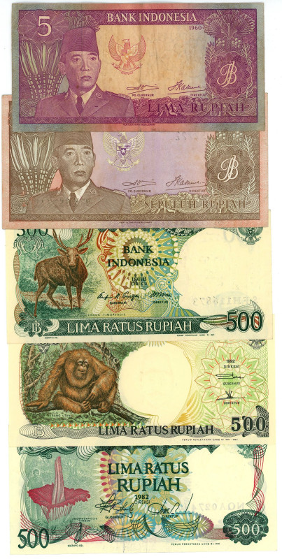 Indonesia Lot of 5 Banknotes 1960 - 1992

Various Countries, Dates, Denominati...