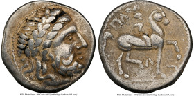 EASTERN EUROPE. Uncertain Celtic Tribe. Ca. 4th-3rd centuries BC. AR tetradrachm (24mm, 12.97 gm, 10h). NGC Choice Fine 5/5 - 3/5, brushed. Imitating ...