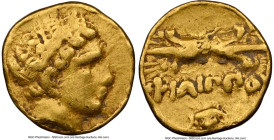 MACEDONIAN KINGDOM. Philip II (359-336 BC). AV 1/12 stater or obol (8mm, 0.72 gm, 7h). NGC VF 5/5 - 3/5, brushed, light marks. Late lifetime-early pos...