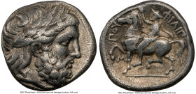 MACEDONIAN KINGDOM. Philip II (359-336 BC). AR tetradrachm (25mm, 14.02 gm, 1h). NGC VF 5/5 - 3/5, Fine Style. Lifetime issue, Amphipolis, ca. 355-348...