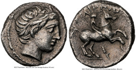 MACEDONIAN KINGDOM. Philip II (359-336 BC). AR 1/5 tetradrachm (15mm, 2.43 gm, 4h). NGC AU 5/5 - 2/5, brushed. Posthumous issue, Amphipolis, ca. 323-3...