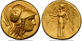 MACEDONIAN KINGDOM. Alexander III the Great (336-323 BC). AV stater (19mm, 8.53 gm, 9h). NGC VF 5/5 - 3/5, marks. Lifetime-early posthumous issue, Amp...