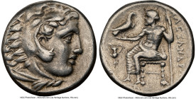 MACEDONIAN KINGDOM. Alexander III the Great (336-323 BC). AR drachm (15mm, 4.27 gm, 12h). NGC Choice VF 5/5 - 4/5. Posthumous issue, uncertain mint in...