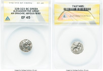 MACEDONIAN KINGDOM. Alexander III the Great (336-323 BC). AR drachm (16mm, 1h). ANACS XF 45. Lifetime issue, Abydus, ca. 325-323 BC. Head of Heracles ...