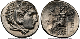 MACEDONIAN KINGDOM. Alexander III the Great (336-323 BC). AR drachm (19mm, 4.31 gm, 4h). NGC Choice AU 5/5 - 3/5. Late lifetime-early posthumous issue...