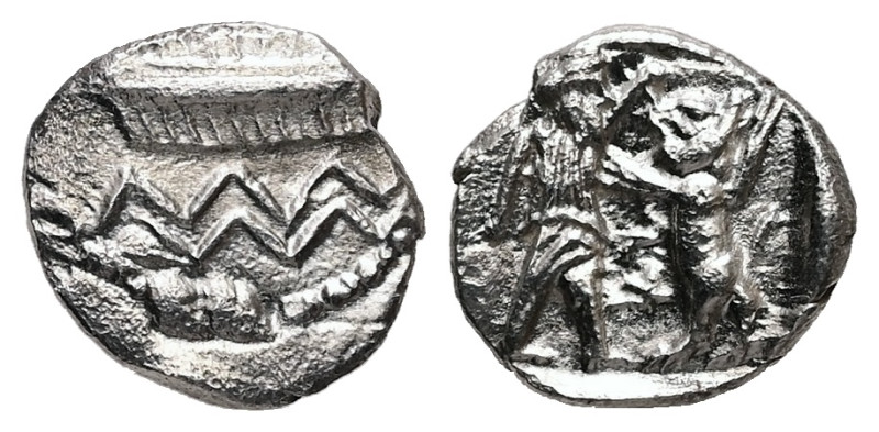 Phoenicia, Sidon. AR 1/16 Shekel, 0.69 g. - 10.06 mm. Ba`alšillem (Sakton) II, c...