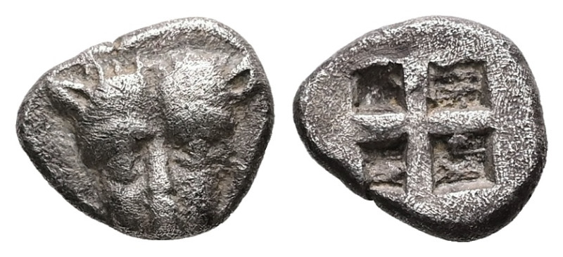 Cimmerian Bosporos, Pantikapaion. AR Obol, 0.63 g 9.07 mm. Circa 480-470 BC.
Obv...