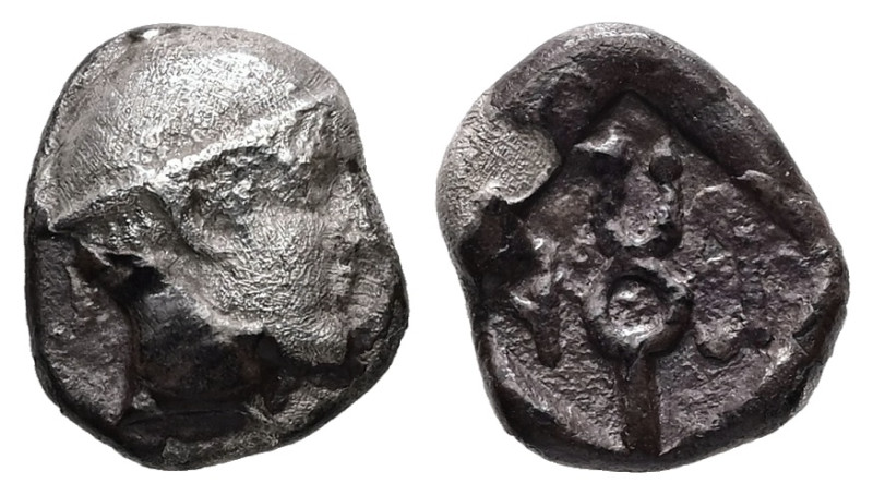 Thrace, Ainos. AR Diobol, 1.21 g 10.44 mm. Circa 464-460 BC.
Obv: Head of Hermes...