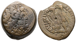 Ptolemaic Kings of Egypt, Time of Ptolemy IX to Ptolemy XII. Ae, 23.89 g 30.49 mm. 116-51 BC. Alexandreia. 
Obv: Diademed head of Zeus-Ammon right. 
R...