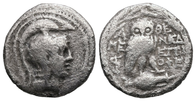 Attica, Athens. AR Drachm, 3.43 g 17.47 mm. Circa 165-42 BC. New Style coinage.