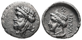 Paphlagonia, Kromna. AR Tetrobol, 3.26 g 18.41 mm. Circa 340 BC. 
Obv: Laureate head of Zeus to left, his hair partially rolled at the back of his hea...