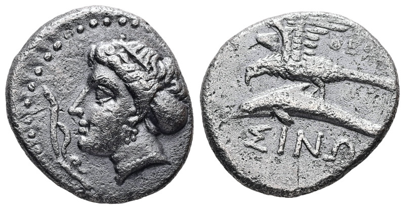 Paphlagonia, Sinope. AR Drachm, 5.75 g 20.81 mm. Circa 330-300 BC. Theot-, magis...