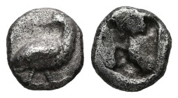 Troas, Abydos(?). AR Hemiobol(?), 0.48 g 7.23 mm. Late 6th-early 5th centuries BC. 
Obv: Eagle standing right, head left 
Rev: Incuse square punch. 
R...