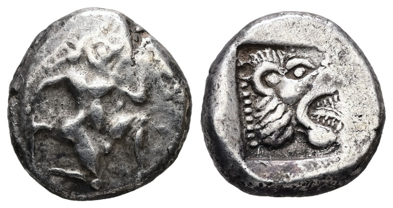 Troas, Assos. AR Drachm, 3.52 g 14.17 mm. Circa 500-440 BC. 
Obv: Satyr; bearded...