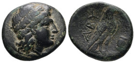 Troas, Abydos. Ae, 8.10 g 22.45 mm. Circa 4th-3rd centuries BC. 
Obv: Laureate head of Apollo to right 
Rev: Eagle standing to right; ABY to left, fac...