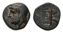 Troas, Kebren. AE, 0.67 g. - 8.56 mm. Circa 412-399 BC.
Obv.: Head of satrap left, wearing laureate tiara.
Rev.: Monogram.
Ref.: SNG von Aulock 1547; ...