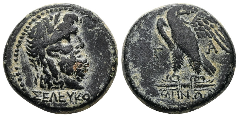 Mysia, Pergamon. Ae, 8.06 g 22.35 mm. Circa 200-133 BC.
Obv: ΣΕΛΕΥΚΟΥ, Laureate ...