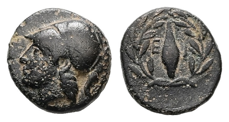 Aeolis, Elaia. AE. 1.37 g. - 11.34 mm. Circa Mid 4th-3rd century BC.
Obv.: Head ...