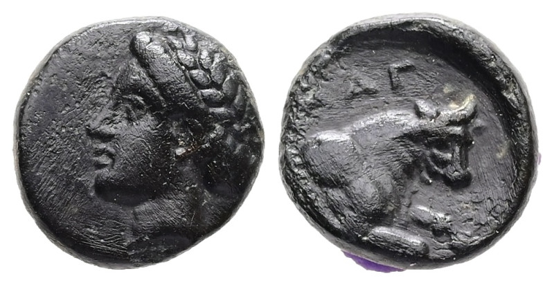 Ionia, Magnesia ad Maeandrum. Ae, 1.46 g 10.87 mm. Circa 350-300 BC.
Obv: Laurea...