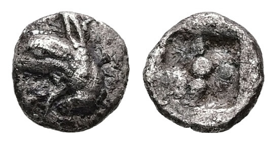 Ionia, Phokaia. AR, Tetartemorion. 0.18 g. - 5.61 mm. Circa 521-478 BC.
Obv.: He...