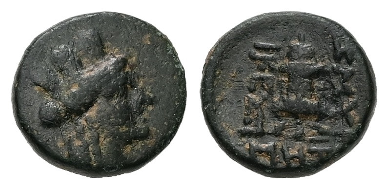 Ionia, Smyrna. AE, 1.42 g. - 11.23 mm. Circa 170-145 BC. Ikesios, son of Metr-, ...