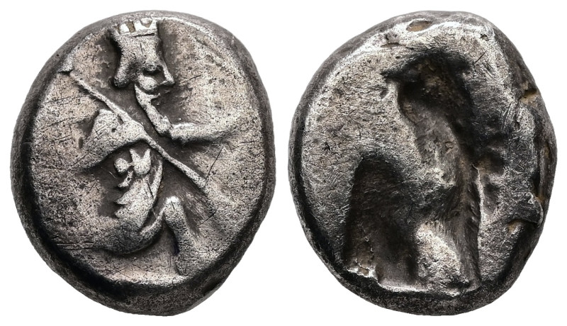 Persia, Achaemenid Empire. AR, Siglos. 5.46 g. - 16.24 mm. Time of Darios I to X...