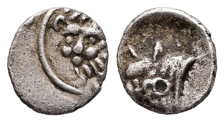 Caria, Uncertain ('Mint C'). AR Hemiobol, 0.34 g 8.08 mm. Circa 400-350 BC. 
Obv...