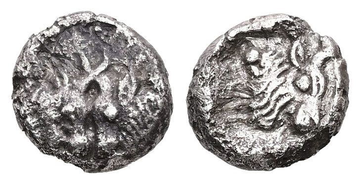 Caria, Uncertain ('Mint D'). AR Hemiobol, 0.55 g 7.75 mm. Circa 450-400 BC. 
Obv...