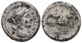 P. Plautius Hypsaeus, 57 BC. AR, Denarius. 4.46 g. 19.63 mm. Rome.
Obv: P·YPSAE / S·C. Bust of Leuconoe, right, draped and with variously bejewelled h...