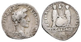 Augustus, 27 BC-AD 14. AR, Denarius. 3.39 g. 18.96 mm. Lugdunum.
Obv: CAESAR AVGVSTVS DIVI F PATER PATRIAE. Head of Augustus, laureate, right.
Rev: AV...