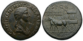 Agrippina Senior, died AD 33. AE, Sestertius. 24.45 g. 33.69 mm. Rome, struck under Caligula, AD 37-41.
Obv: AGRIPPINA M F MAT C CAESARIS AVGVSTI. Bu...