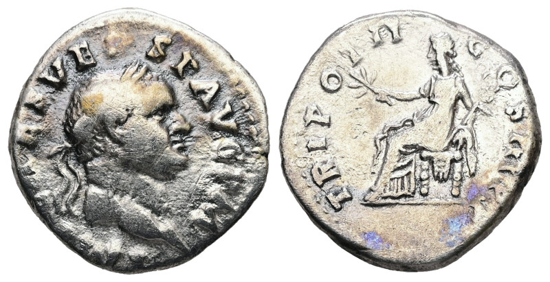 Vespasian, AD 69-79. AR, Denarius. 3.11 g. 18.13 mm. Rome.
Obv: IMP CAES VESP AV...