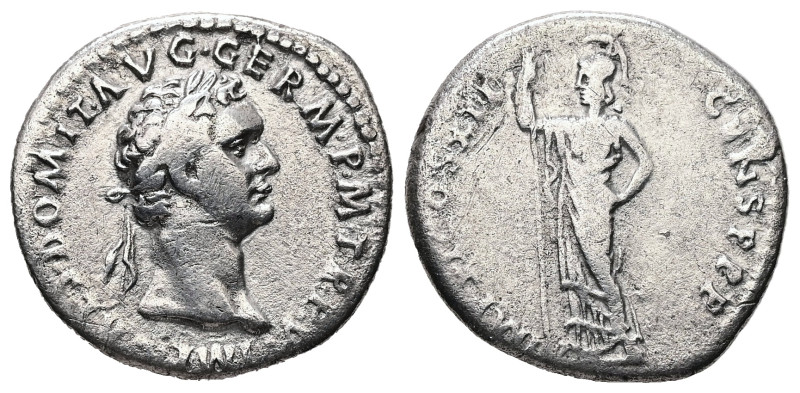 Domitian, 81-96 AD. AR, Denarius. 3.10 g. 19.84 mm. Rome. 14 September AD 90 - 1...