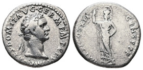 Domitian, 81-96 AD. AR, Denarius. 3.10 g. 19.84 mm. Rome. 14 September AD 90 - 13 September AD 91.
Obv: IMP CAES DOMIT AVG GERM P M TR P X. Head of Do...