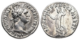 Domitian, 81-96 AD. AR, Denarius. 3.40 g. 19.13 mm. Rome. 
Obv: IMP CAES DOMIT AVG GERM P M TR P VIIII. Head of Domitian, laureate, right.
Rev: IMP XX...